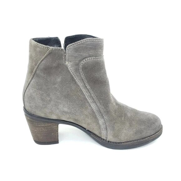 Taos Dillie Womens Ankle Boots Heel Side Zip Taupe Suede Booties EU 36 US 5.5 - Picture 2 of 10